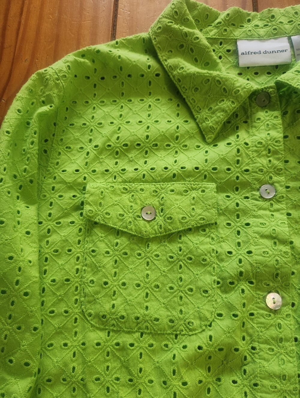 Alfred Dunner Button Up Blouse Green Size 18 - Picture 3 of 5